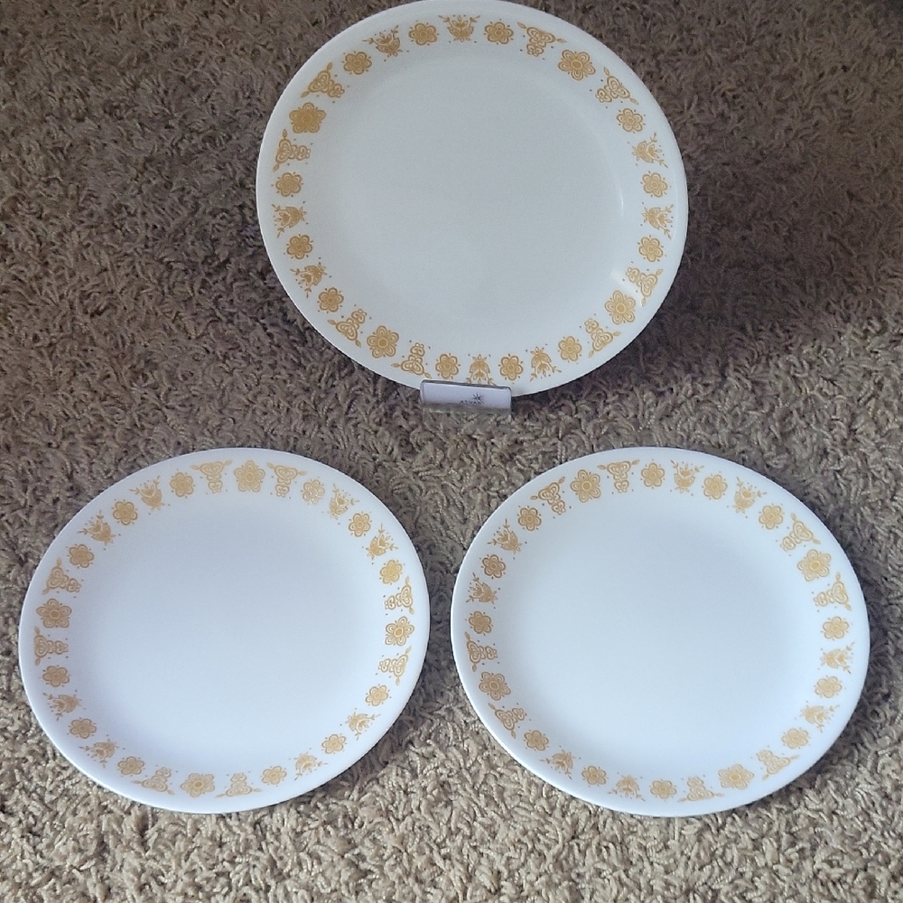 Vintage Corelle salad plates gold butterfly and flower 8.5 inches